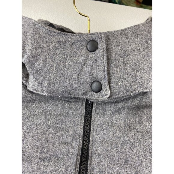 Gap S Primaloft Heather Grey Wool Alt Down Hooded Jacket Coat Zippered Pockets - Picture 4 of 14